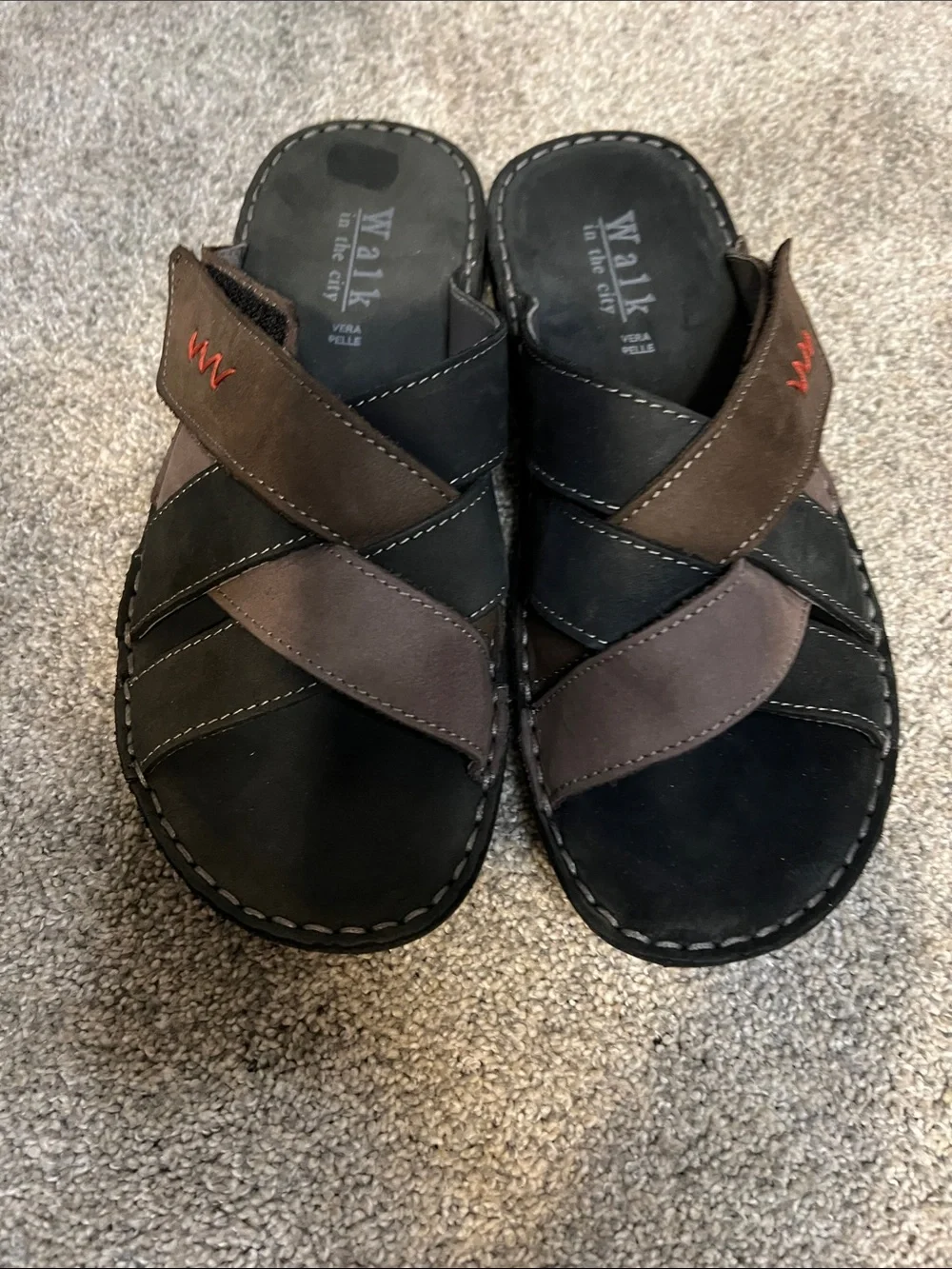 Italian Men's Casual Slide Sandals in Black and Brown